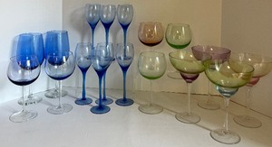 lot 124 image: Assorted Colored Glass Stemware