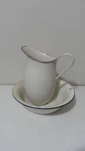lot 164 image: Vintage Enamelware Pitcher and Wash Basin, Bowl
