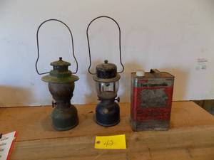 lot 42 image: 2 Gas lanterns & Colman Fuel