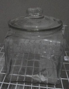 lot 223 image: Vintage Planters Peanuts Jar with Lid with Peanut Handle