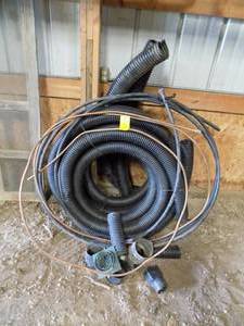 lot 383 image: Drainpipe and fitting, Black plastic pipe, Copper tubing