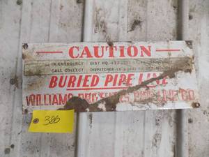 lot 386 image: Metal Sign Caution Buried Pipe