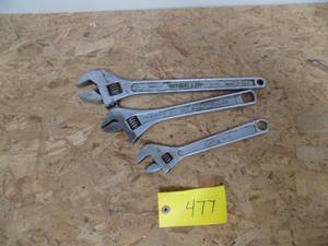 lot 477 image: 15, 12, 10, Cresent Wrenchs