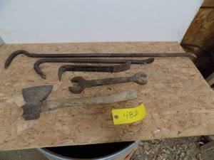 lot 482 image: Crow bars, Axe. Wrench