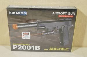 lot 40 image: UKArms P2001B Spring Powered Airsoft Pistol with Laser