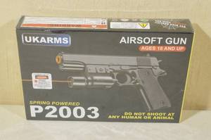 lot 42 image: UKArms P2003 Spring Powered Airsoft Pistol with Laser
