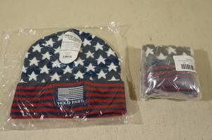 lot 56 image: 2 Hold Fast American Flag Beanie Hats