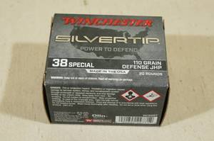 lot 103 image: 20 Winchester Silvertip 38 Special 110 Gr Defense JHP Ammo