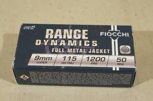 lot 107 image: 50 Fiocchi 9mm Luger 115 Gr FMJ Ammo