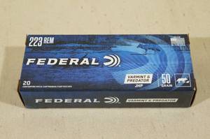 lot 117 image: 20 Federal Varmint & Predator .223 Rem 50 Gr JHP Ammo