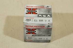 lot 123 image: 25 Winchester Super-X 410 Gauge 2-12 6 Shot Shotshells