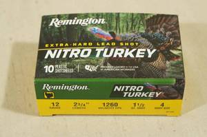 lot 125 image: 10 Remington Nitro Turkey 12 Gauge 2-34 4 Shot Shotshells