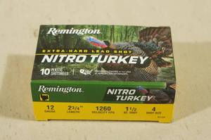 lot 126 image: 10 Remington Nitro Turkey 12 Gauge 2-34 4 Shot Shotshells