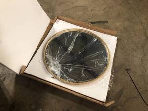 lot 16 image: Luna 30 in. x 30 in. Modern Round Framed Gold Decorative Mirror  Customer Returns See Pictures