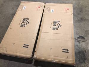 lot 31 image: Lot of 2 Computer Desk Home Office Workstation with Keyboard Tray Missing Box 2 Incomplete Customer Returns See Pictures