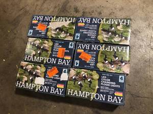 lot 44 image: Hampton Bay 4.5-Watt Millennium Black Adjustable Light Color Outdoor Integrated LED Landscape Flood Light (4-Pack)   Customer Returns See Pictures