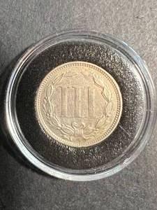 1868 US 3 CENT NICKEL VARIETY IN AIRTITE