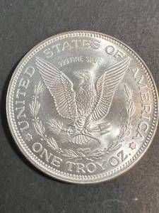 1 TROY OZ .999 FINE SILVER MORGAN DOLLAR DESIGNED ROUND