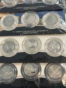 GROUP OF 7 NATIONAL HISTORIC PARK QUARTERS EACH 3 COIN SETS