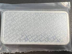 10 TROY OZ .999 FINE SILVER BUFFALO BAR