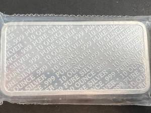 10 TROY OZ .999 FINE SILVER BUFFALO BAR