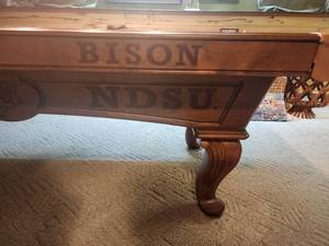 lot 1 image: 7 Slate Top NDSU Bison Pool Table with Accessories