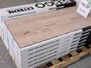 Lot of (25 Cases) Pergo Extreme Pearl Waterproof Vinyl Click-Type Flooring 12-count 29.7-sq.ft.  Total Coverage 753-sq.ft.