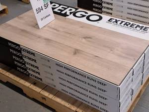 Lot of (20 Cases) Pergo Extreme Pearl Waterproof Vinyl Click-Type Flooring 12-count 29.7-sq.ft.  Total Coverage 594-sq.ft.