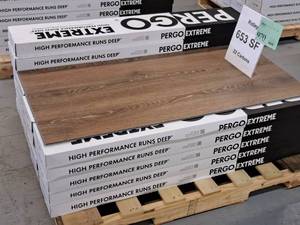 Lot of (22 Cases) Pergo Extreme Ridley Waterproof Vinyl Click-Type Flooring 12-count 29.7-sq.ft.  Total Coverage 653-sq.ft.