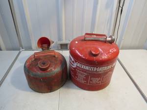 lot 39 image: Eagle 2 12 Gallon Snozzle Gas Can and Eagle 5 Gallon Galvanized Gas Can