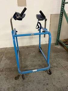 lot 3 image: MSRP $2400 Rifton Upright Rollator Safety Walker With Adjustable Height Forearm Platforms - Good Working Condition