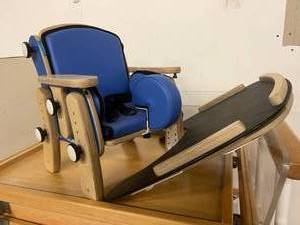 lot 5 image: MSRP $1600 Leckey Pal Seat Child Seating System Size 1 With Fully Adjustable Height Legs, Seat & Back Plus Tray, Pommel & Side Pads - Like New Condition