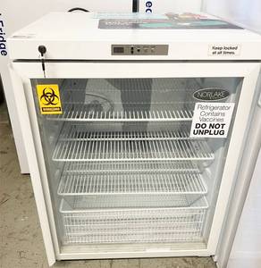 lot 34 image: MSRP $4600 (On Amazon) Norlake Scientific Undercounter Glass Door Front Medical Grade Laboratory Pharmaceutical Refrigerator Restaurant Cooler Locking With 2 Keys&nbspRecently Removed From Working Environment & Like New Working Condition