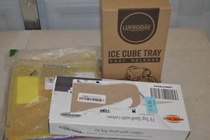 lot 18 image: Lufroday Easy Release Ice Cube Tray  Mount Plus TV Top Shelf with Ledges  24-Pack Multicolored Poly Binder Folders