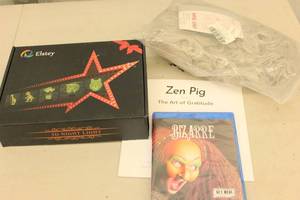 lot 37 image: Elstey 3D Nightlight  Bizarre Circus Documentary BluRay  JOMICO Maestro Cadenza Cosplay Wig w Wig Cap  Zen Pig Childrens Book