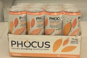lot 174 image: Phocus Naturally Energizing Sparkling Water 12-Pack Peach Flavor