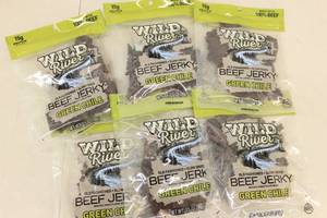 lot 228 image: 6ct Wild River Old Fashioned Slow Dried Beef Jerky Green Chile Flavor