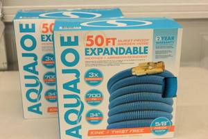 lot 91 image: 2ct AQUAJOE 50ft Burst Proof Expandable Garden Hose