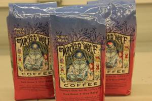 lot 116 image: 3 X 12oz bags of Ravens Brew Gourmet Coffee Whole Bean Wicked Wolf Dark Roast Best Buy 011823
