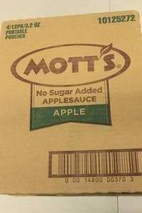 lot 194 image: Case of Motts No Sugar Added Apple Sauce 4 12-Packs