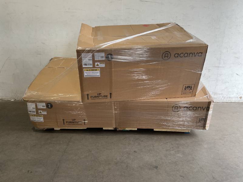 lot 1 image: Acanva Luxury Pearl Boucle Dark Gray Upholstered Modern Style Curved 2-Piece Living Room Sofa with Chaise