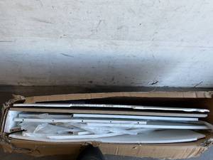 lot 106 image: Desk with 3-Drawers in White with Wood Grain Finish