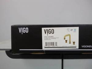 lot 235 image: Vigo Wythe Two Handle Three-Hole Widespread Bathroom Faucet in Matte Brushed Gold