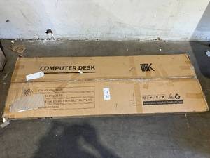 lot 161 image: ODK 63 inch Black Large Computer Office Desk with Storage Bag and Headphone Hook