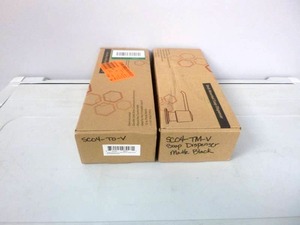 lot 247 image: LOT OF 2 Luxier SoapLotion Deck Mounted Soap Dispensers - Matte Black & Oil Rubbed Bronze