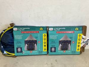 lot 173 image: LOT OF 2 Chuckle & Roar Spaceship Pop-Up Play Tents