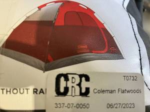 lot 189 image: Coleman Flatwoods II Red 4-Person Tent