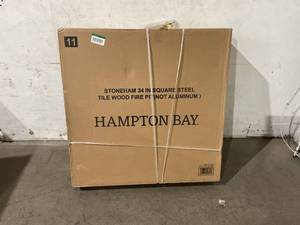 lot 5 image: Hampton Bay Stoneham 34 in. x 15.5 in. Square Steel Wood Fire Pit with Tile Top