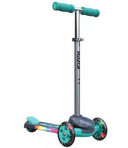 lot 16 image: LOT OF 3 Razor Teal Rollie DLX 2-in-1 Convertable Light-Up Scooter