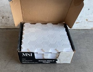 lot 27 image: Case of MSI Greecian White Hexagon Polished Marble Mosaic Tile